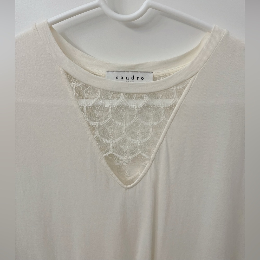 Sandro Cream Lace Detail Blouse - Picture 3 of 3
